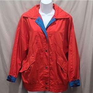 Vintage 80s Be In The Current Seen Red Blue Cotton Jacket